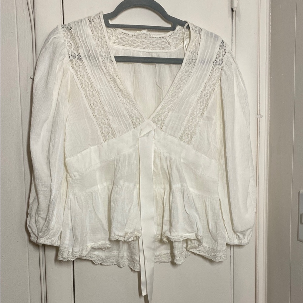 White Lace Boho Blouse